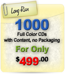 1000 Full Color CDs with Content, no Packaging for only $499